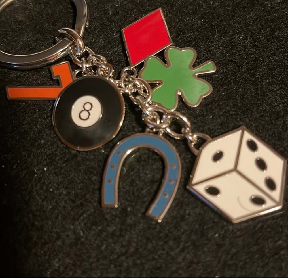 Rare Vintage COACH Lucky Charms Vegas Enamel Keychain Fob Multi Charm-Unisex